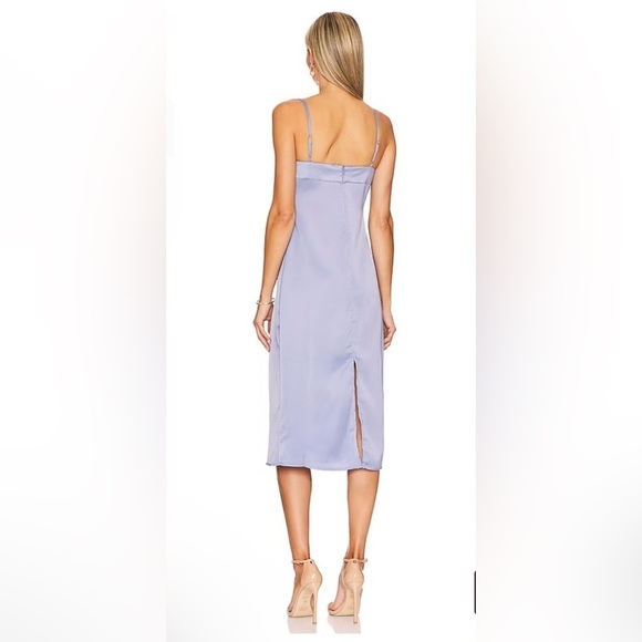 WEWOREWHAT Cowl Satin Charmeuse Midi Slip Dress in Slate Blue Size 4 - Picture 3 of 4